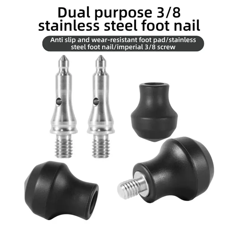 ABGI-Tripod القدم المسامير العالمي مجموعة 1/4 بوصة الموضوع الفولاذ المقاوم للصدأ 3 قطعة استبدال أجزاء ل ترايبود Monopod الساقين قدم #3