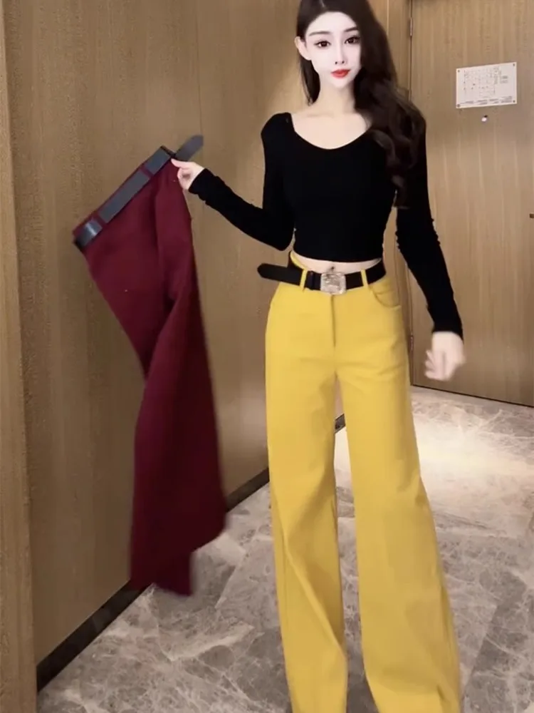 

Осень и зима, новые модные высококачественные утягивающие темпераментные повседневные бархатные вельветовые широкие брюки для женщин