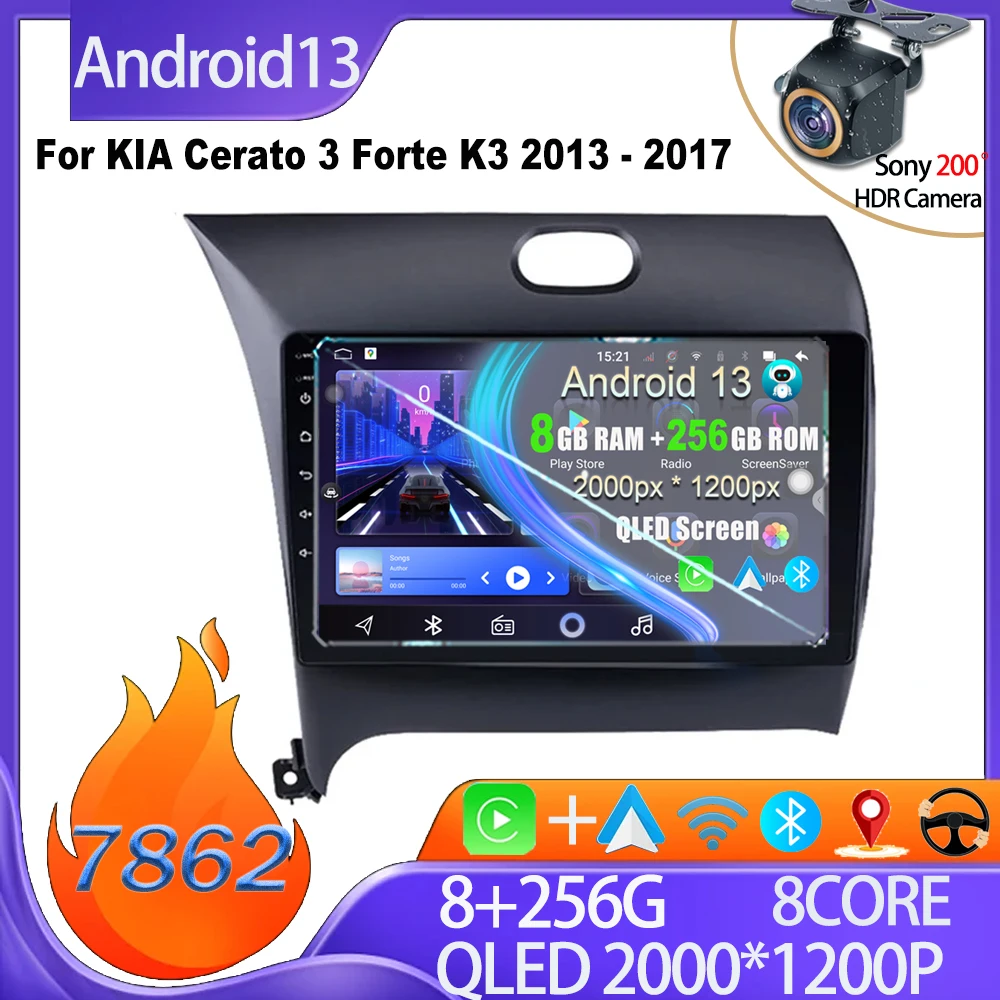 

Android 13 Radio Carplay For KIA Cerato 3 Forte K3 2013 - 2017 Android Auto Car Radio Player Rear Camera Mirror Link No 2din DVD