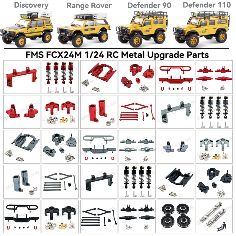 FMS Neu 1/24 FCX24M Professional Series RC Off-Road 90/110 Stoßdämpfer Frontstoßstange Antriebswelle Metall-Upgrade-Teile