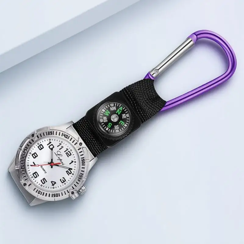 

Clip-on Mountaineering Watch with Carabiner Simple Nurse Pocket Watch Glow-in-The-Dark Hands for Outdoor Adventure Travel Hiking