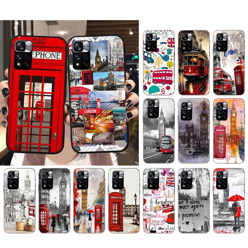 Телефонный бокс с лондонским автобусом Big Ben, чехол для телефона Xiaomi Redmi note 13 12 Pro 11S 11 10 Pro 10S 12S Redmi 10 13C 9C