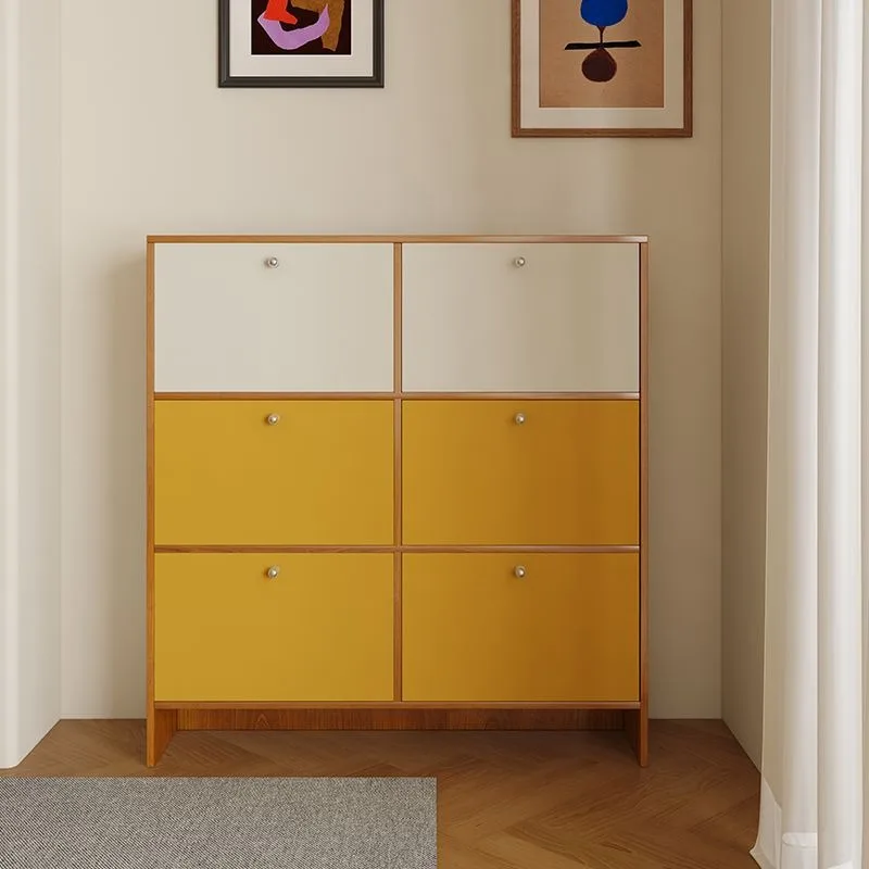 Home entrance cabinet storage space saving large capacity storage dustproof ultra-thin tipping bucket double-layer shoe cabinet
