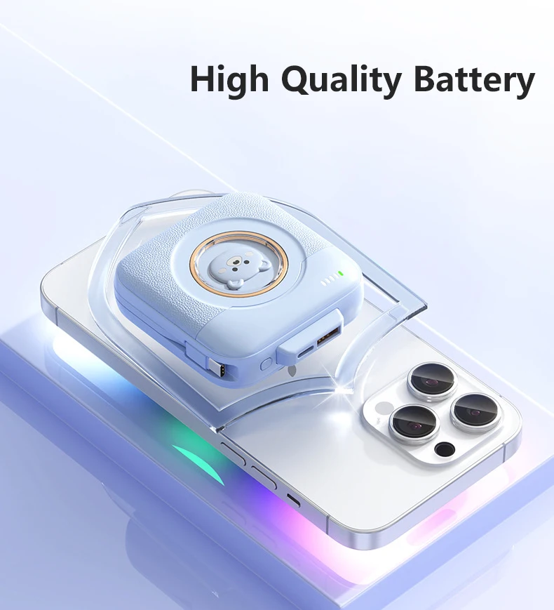 

Мини-Power Bank 20000 мАч с кабелем PD20W, быстрая зарядка, милый мультяшный портативный внешний аккумулятор для iPhone 16, Xiaomi, Samsung S25, Huawei