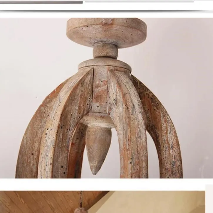 

Nordic Chandelier Solid Wood Dining Room Lights Do Old Industrial Wind Retro Chandelier Home European Art Designer Bedroom Light