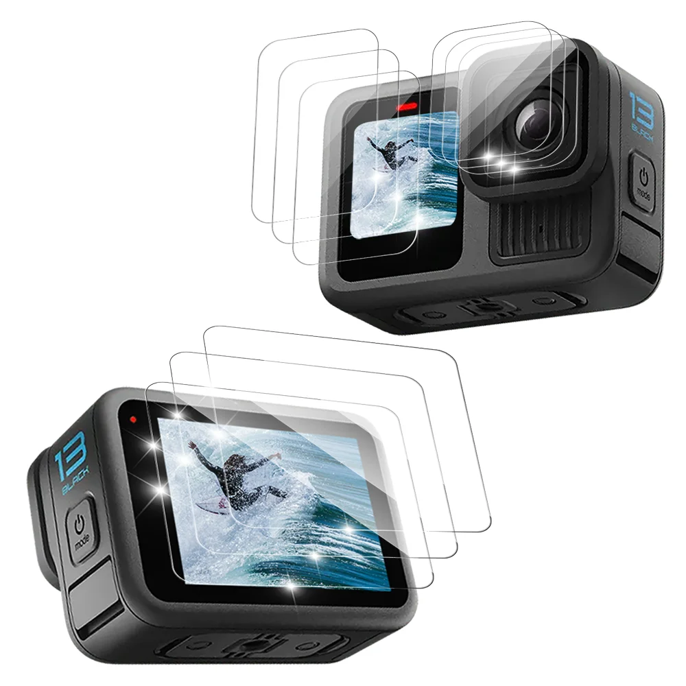 Verre de dureté 9H pour écran GoPro Hero 13 + protecteur d'objectif, verre trempé Ultra-HD transparent, Film anti-rayures, accessoires