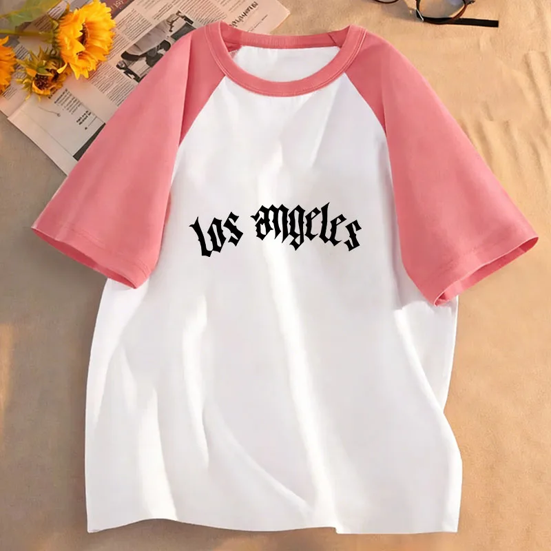Fashion Los Angeles Letter Printed T Shirts Short Sleeve Kids Children's T-shirt Boys Girls Summer Spring Casual Top Tee Shirt