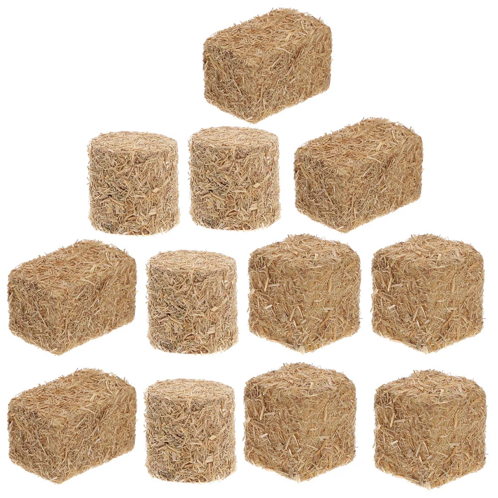 

12 Pcs Outdoor Haystack Model Scene Layout Prop Decor Wood Bales Fake Photography Props