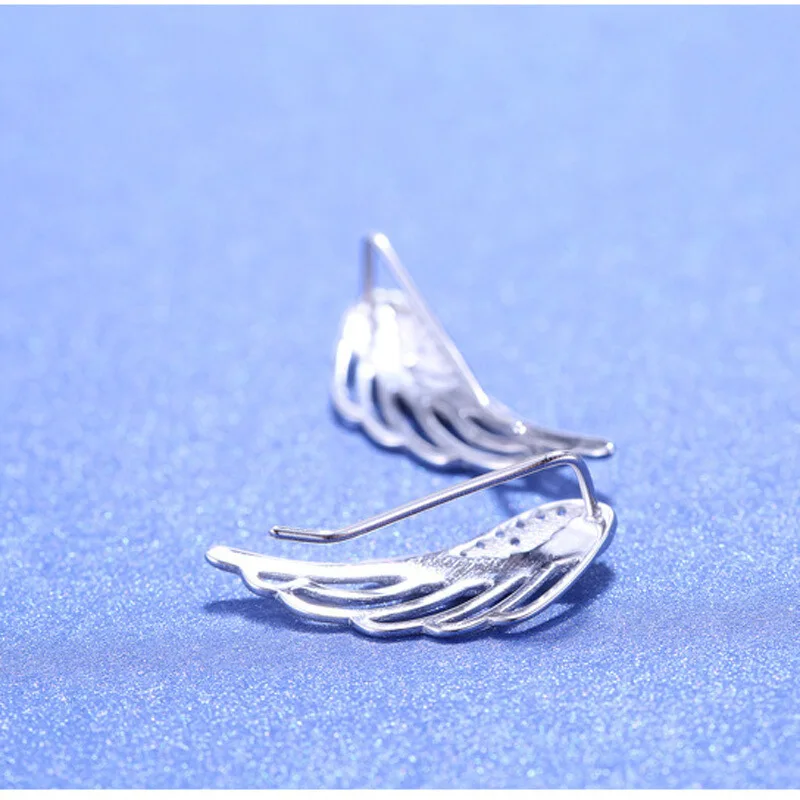 925 Silver Needle Zircon Angel Wing Stud Earrings for Women Elegant Gifts Jewelry Pendientes Brincos EH680