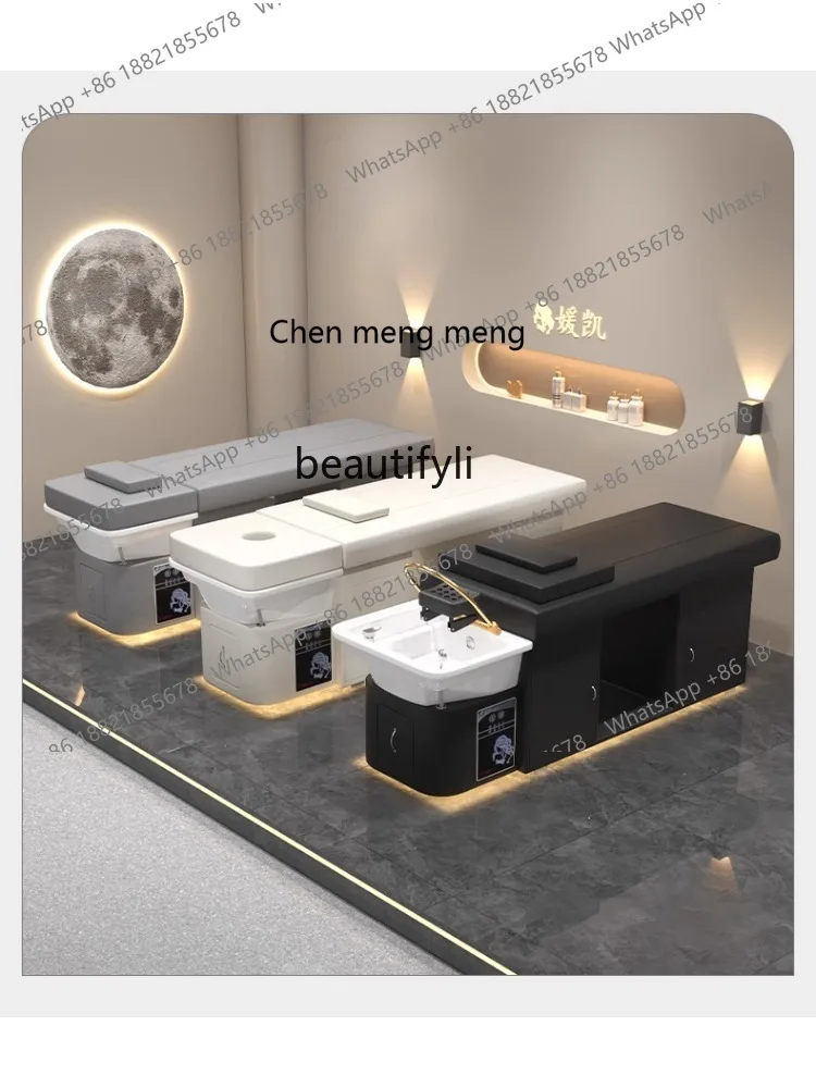 S7486 ss Thai Head Therapy Shampoo Chair Beauty Hair Saloon Dedicated Water Circulation Fumigation LED Light Shampoo Chair Hot W