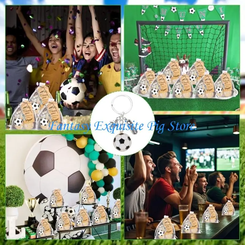Pack of 10 Portable Soccer Fan Accessory Keychains with Football Ball Cleats Cloth Decoration 