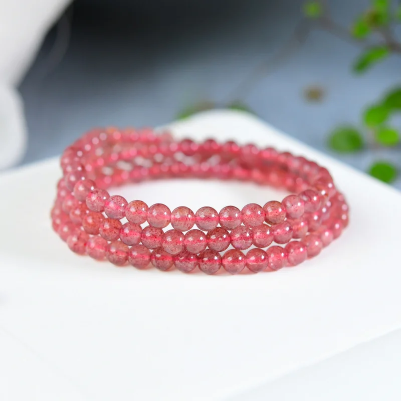

Natural Blood Strawberry Three Women's Peach Blossom Red Bracelet Multi Circle Jewelry