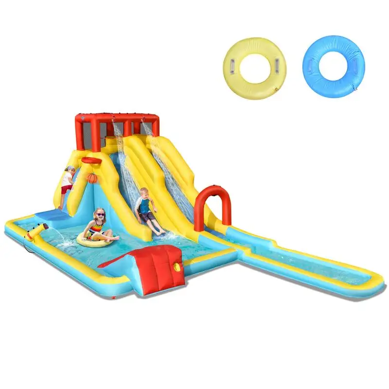 7-in-1 Inflatable Dual Slide Water Park Bounce House Without Blower view 2