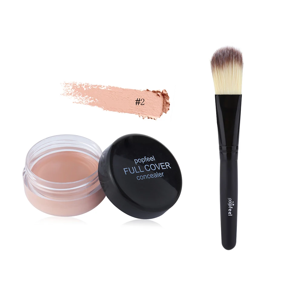 5 色アイソレートコンシーラー + ファンデーションブラシダークアイサークルニキビ跡そばかすハイライトコンシーラーを隠す