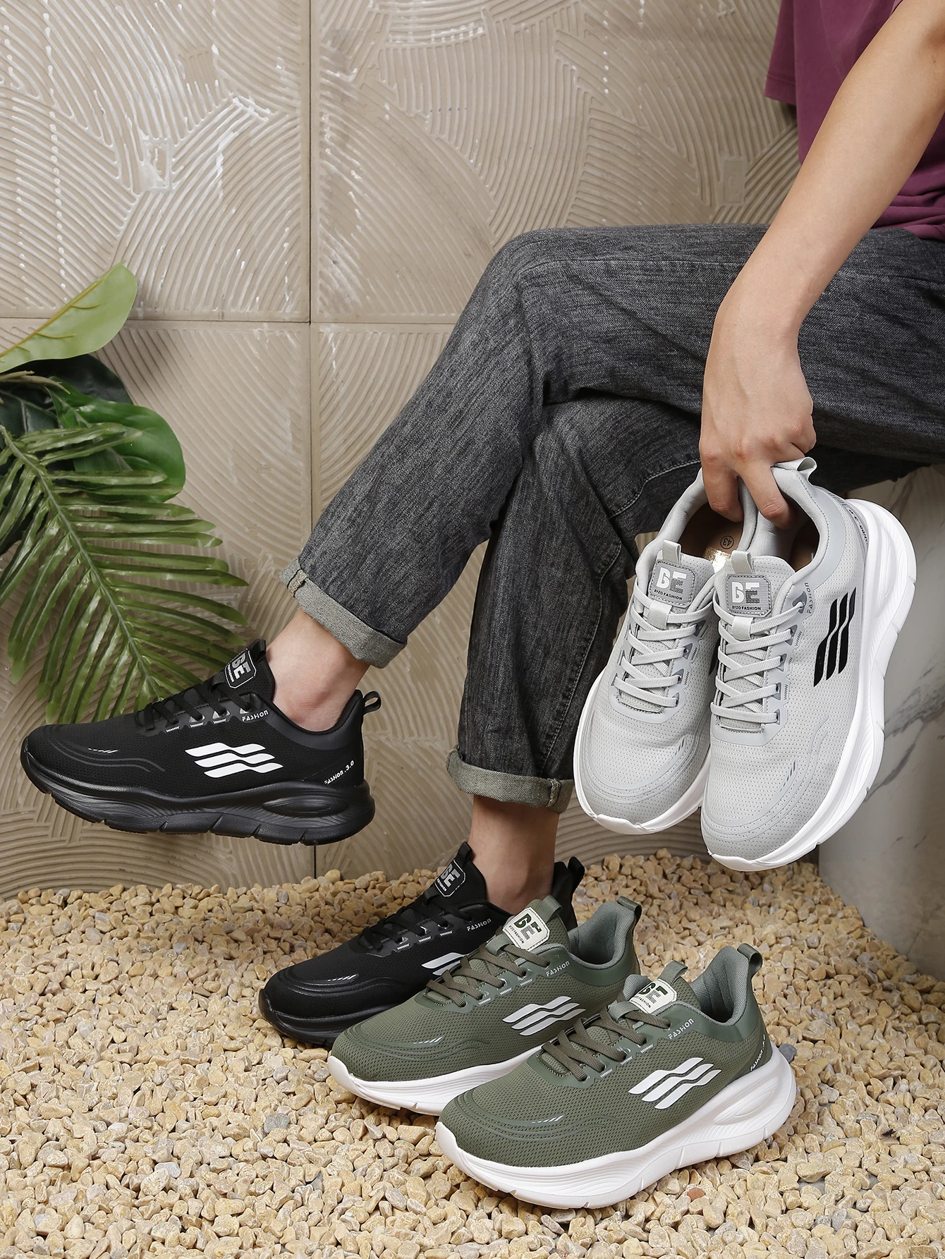 Atmungsaktive Laufschuhe aus Mesh für Damen und Herren, Sport- und Freizeitschuhe mit erhöhter Sohle, Outdoor-Freizeitschuhe – Detail 1