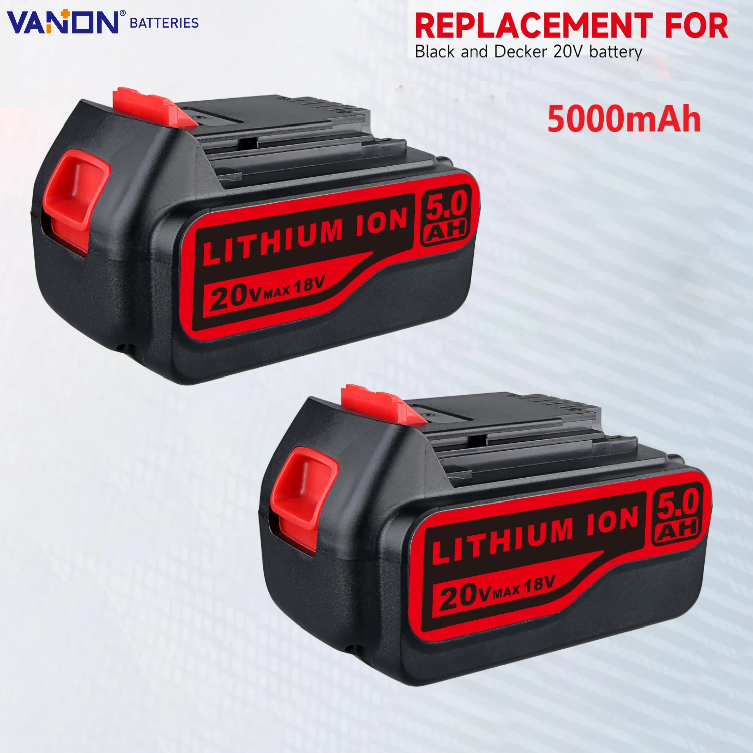 

VANON 2 шт. 20 В 5,0 Ач для BLACK & DEECKE LB2X4020 LBXR20 литий-ионный аккумуляторный электрический инструмент аккумуляторная батарея для сверления штифт