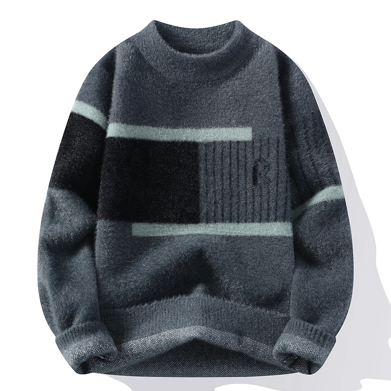 Men's Fashion Casual Sweaters 2024 Autumn Winter Slim Fit Men Sweater Thicken Warm Wool Pullovers Full Size M-4XL
