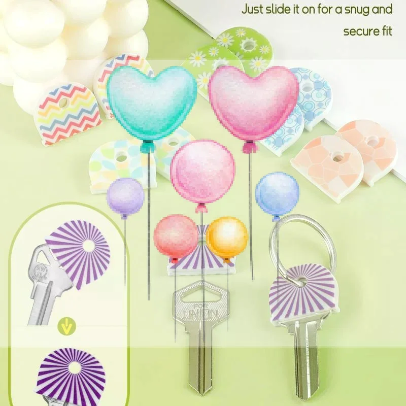 6Pcs Silicone Key Identifier,Round Flower Line Pattern,Non Slip Key Protective Cover,Durable Key Chain Accessory For Household