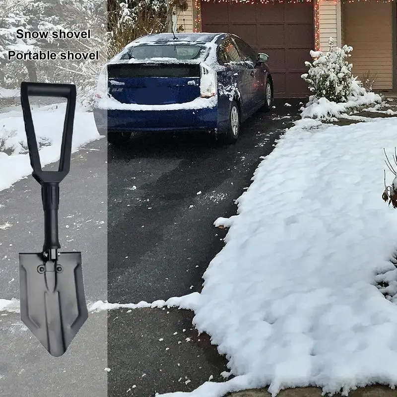 Winter Snow Shovel Folding Shovel with Heavy Duty Iron Head Winter Car Snow Driveway Snow Glass Remover Cleaner Tool Accessories