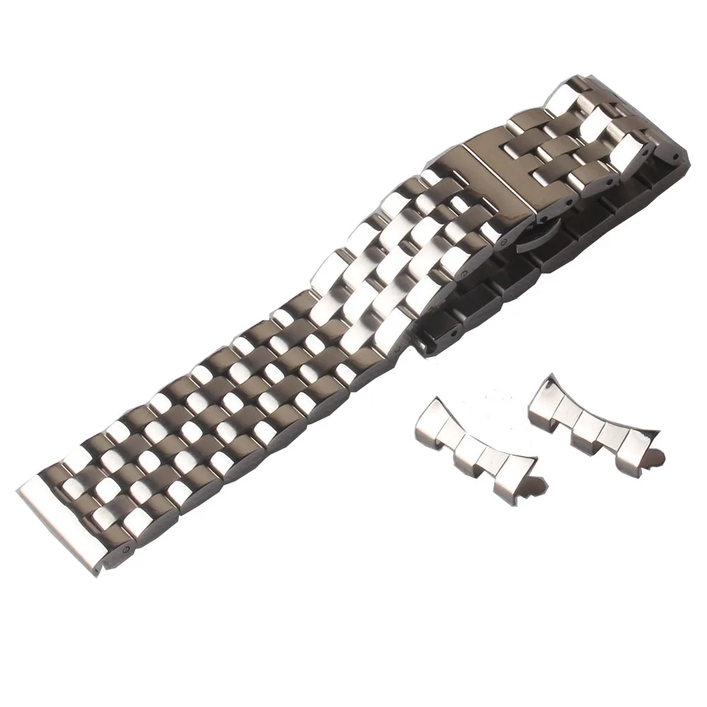 حزام الساعات 16 18 19 20 21 22 مللي متر جديد ل Seiko Timex تيسو كاسيو منحني ينتهي الفولاذ المقاوم للصدأ حزام الرجال سوار ساعة عالي الجودة