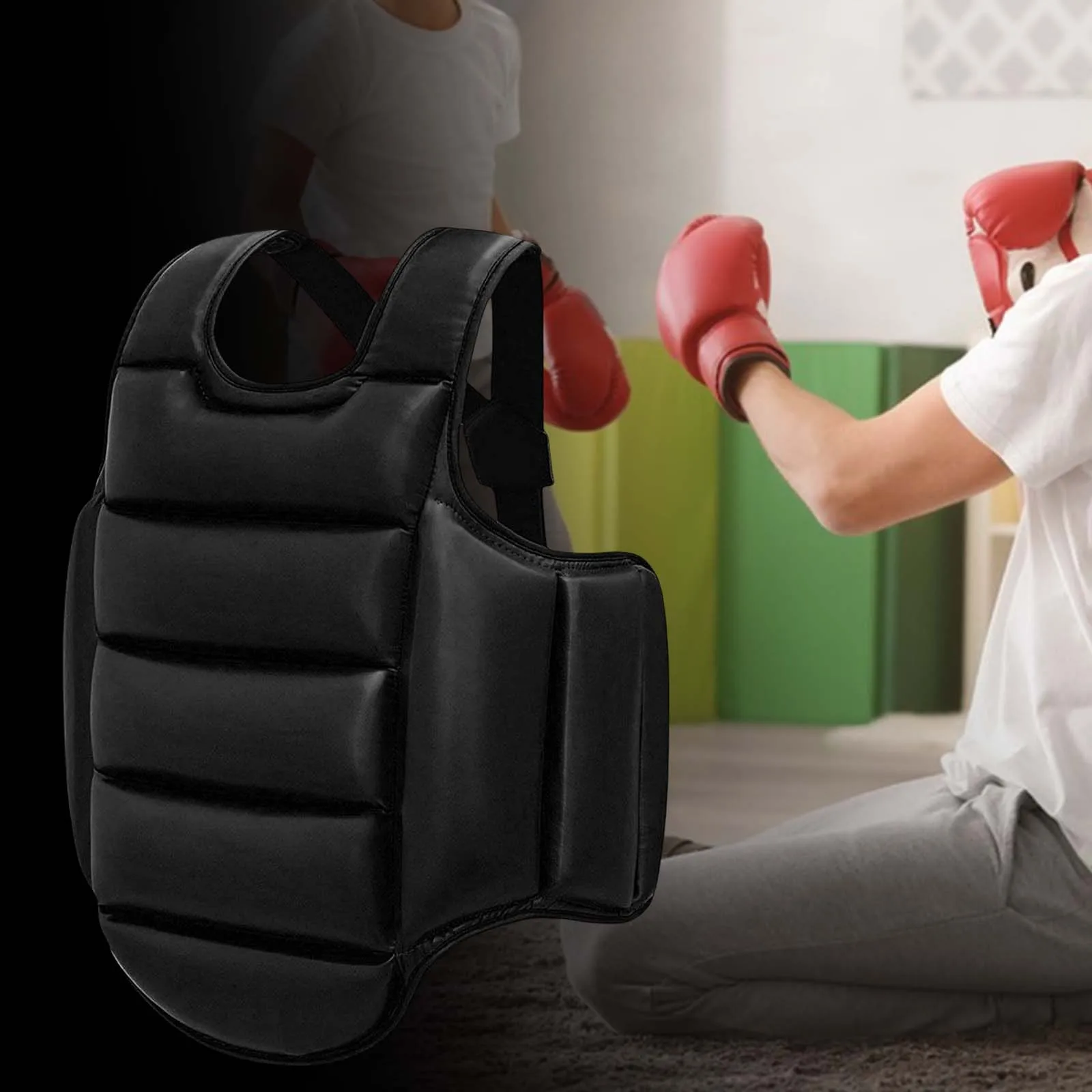 Omkeerbare Taekwondo Protector Vest Verstelbare Shield Karate Borst Guard Voor Volwassenen Kids Vechtsporten Zware Ponsen Muay Thai