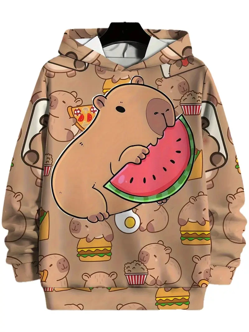 

Милые всесезонные мужские толстовки с 3D принтом капибары, женские повседневные толстовки, крутой пуловер, топы, унисекс, одежда с героями мультфильмов, толстовки унисекс