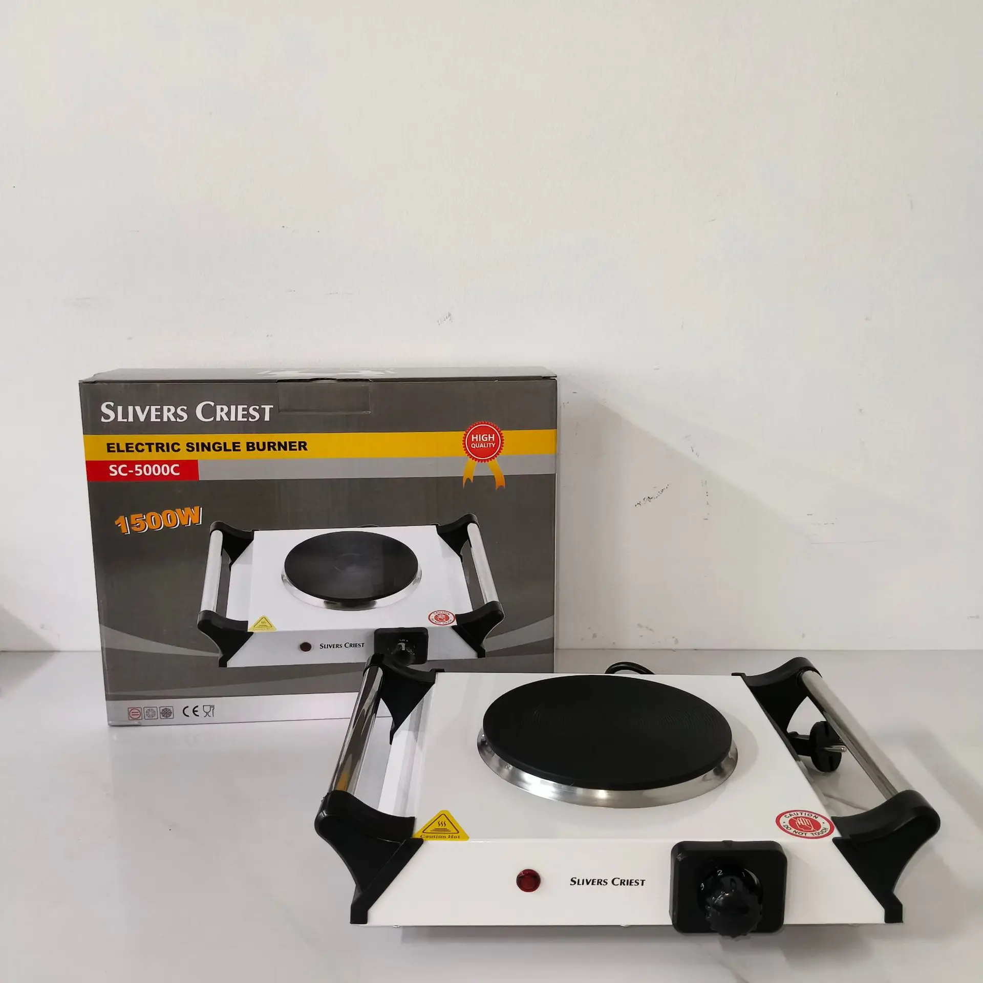 캠핑용 전기 밥솥, 1500W 1 핸들, 휴대용 버너 요리 효율 온도 조절 가능, 5 단 폐쇄