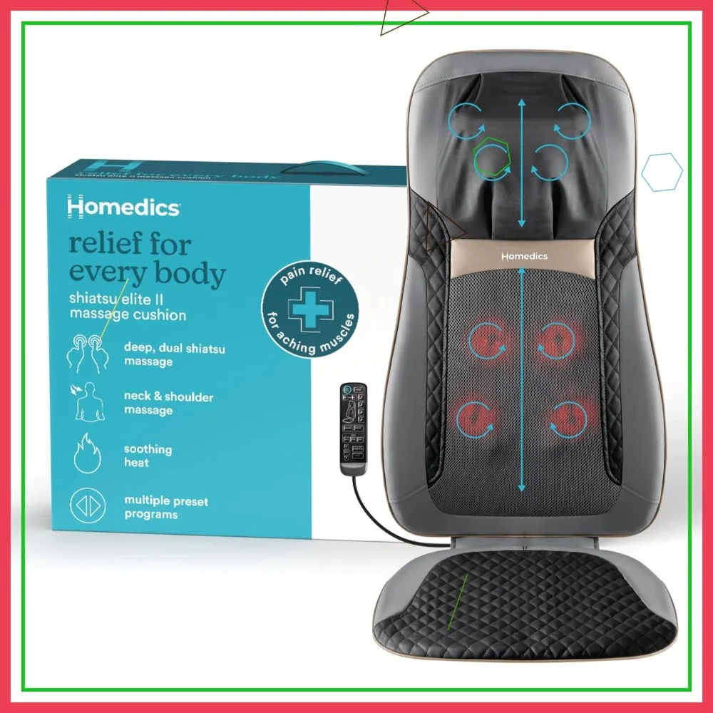 

Массажная подушка с подогревом для шеи и спины, 3 режима, 3 зоны, с пультом управления и ремнями для крепления к креслу, для расслабления