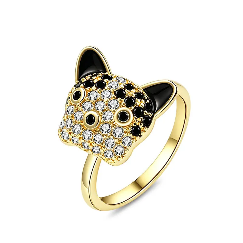 925 Sterling Silver Jewelry Luxury Crystal Kitten Rotatable Finger Rings for Women Wedding Party Jewelery for Girls Friends Gift