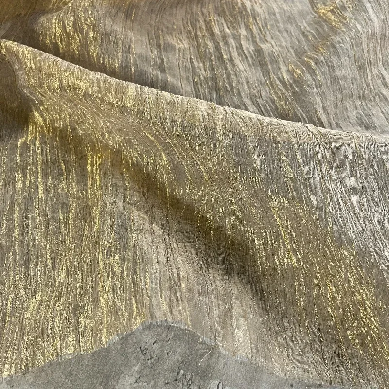 Translucent Gold Palm Print Yarn Organza Gold Wire Hanfu Long Skirt Wedding Dress Background Clothing
