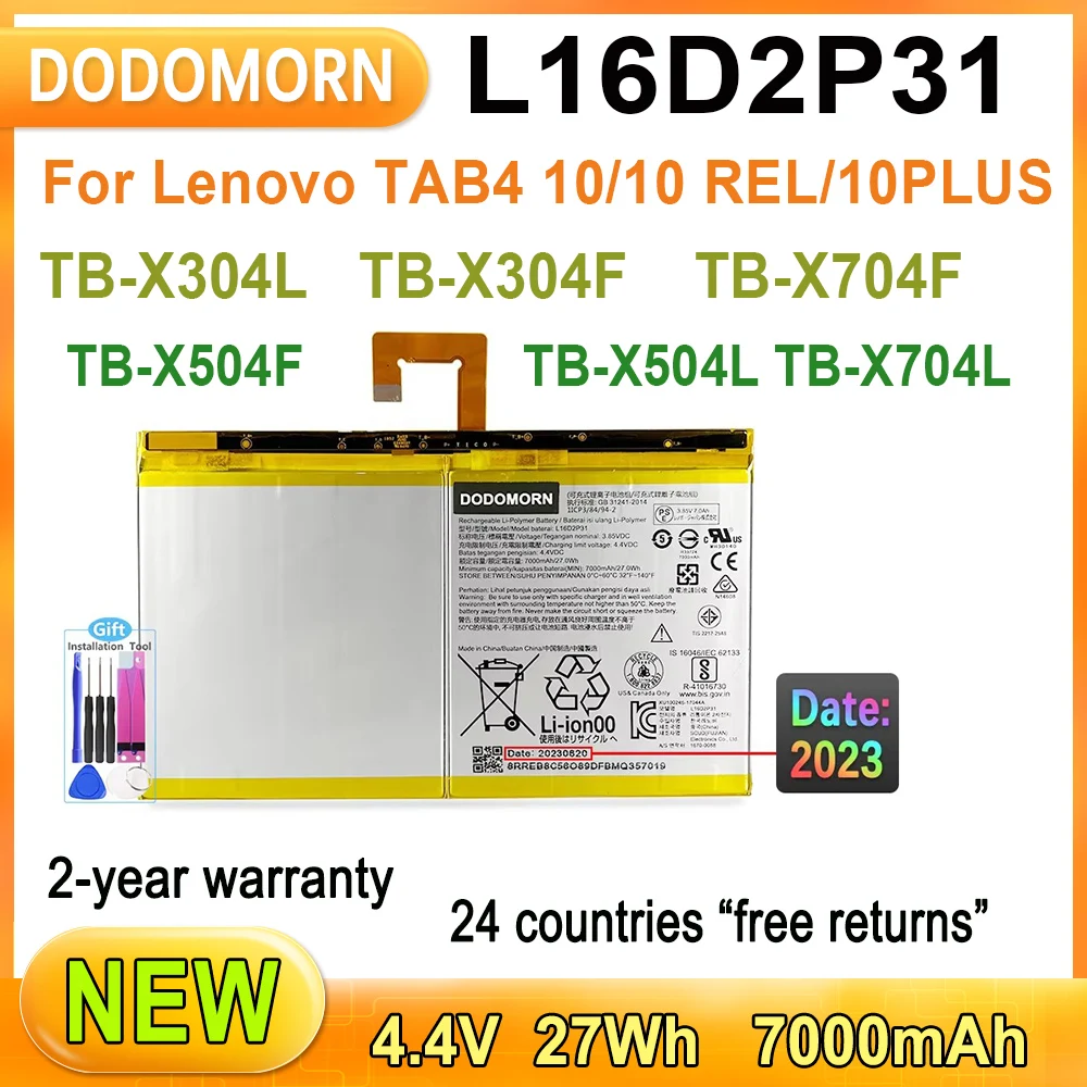 

New L16D2P31 1ICP3/84/94-2 Battery For Lenovo TAB4 10/10 REL/10PLUS TB-X304L TB-X304F TB-X704F TB-X504F TB-X504L TB-X704L Series