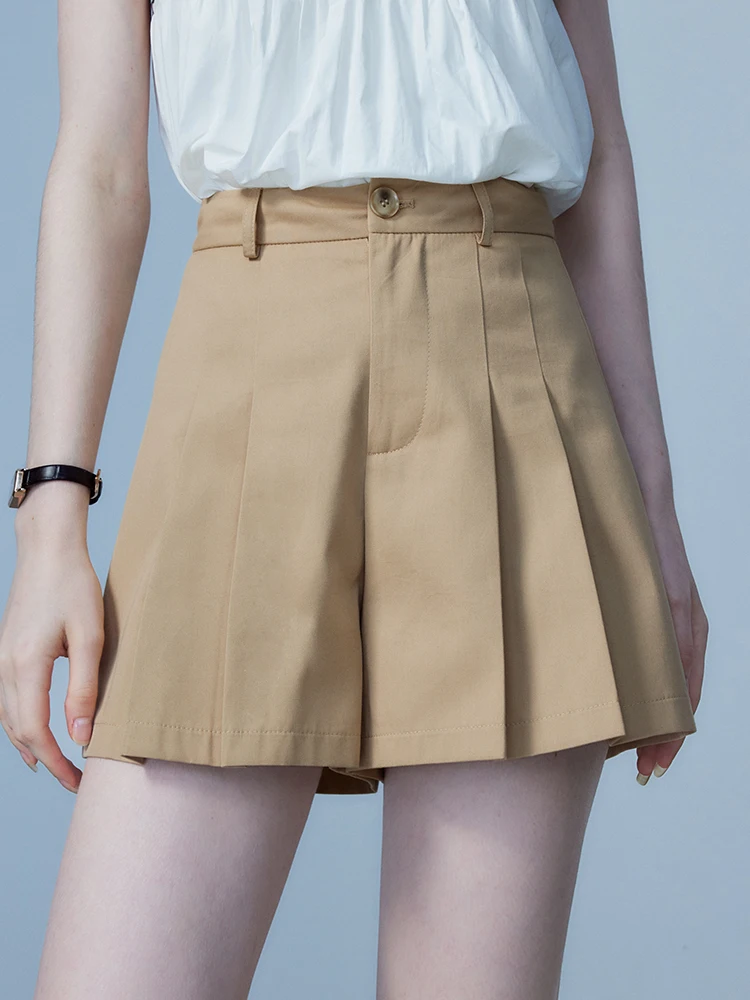 

Брюки-палаццо цвета хаки с плиссировкой, повседневные, модные, простые, универсальные, свободного кроя, с широкими штанинами, бренд Eggka, хлопок, матовый.