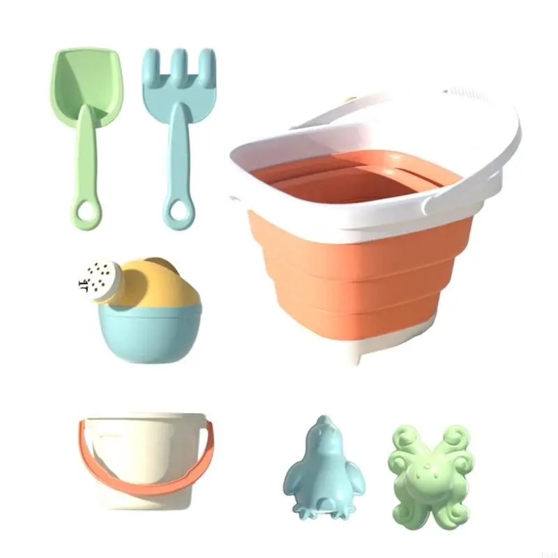 Juego y agua, cubo plegable, pala, juego herramientas para para diversión aire libre F19F