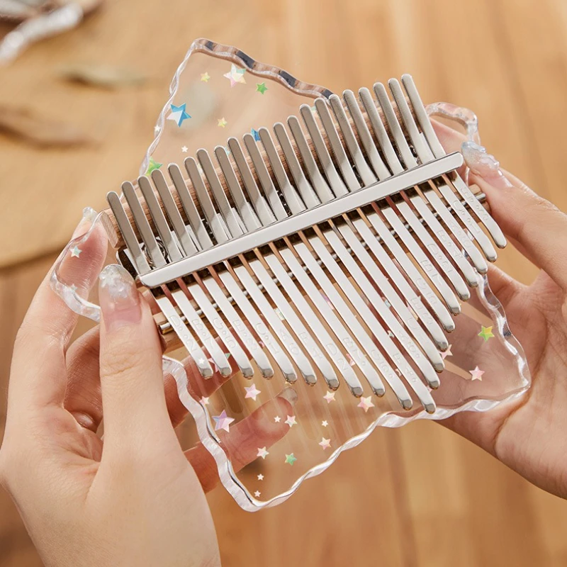 Acrylic Kalimba Professional Mini Kids Thumb Fiddle Cute Portable Transparent Kalimba Beginners Handheld Keyboard Instruments