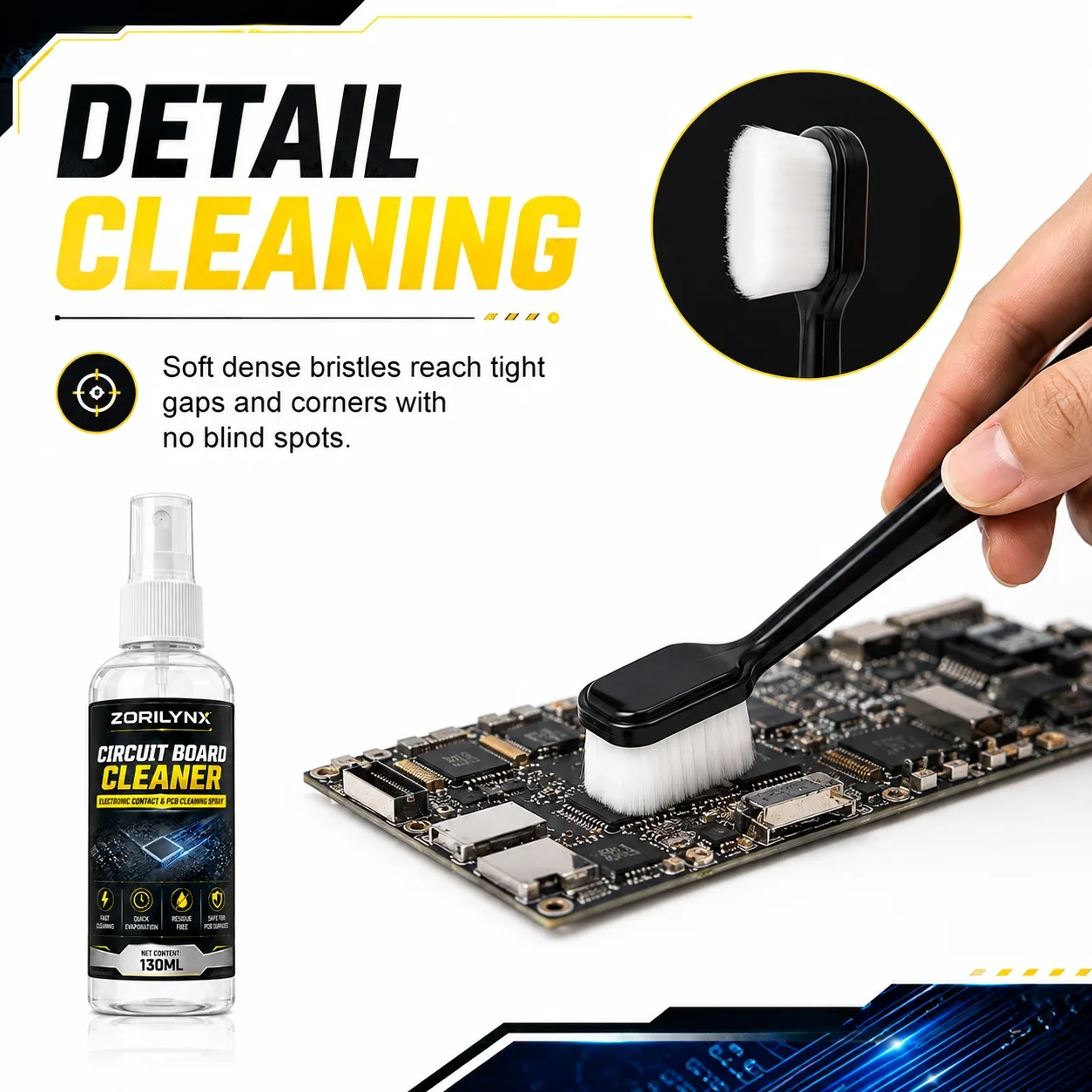 130ml Electronic Contact Cleaner Spray And Brush Kit Electrical Circuit Board Cleaner Fast Drying Residue Free PCB Cleaning Tool
