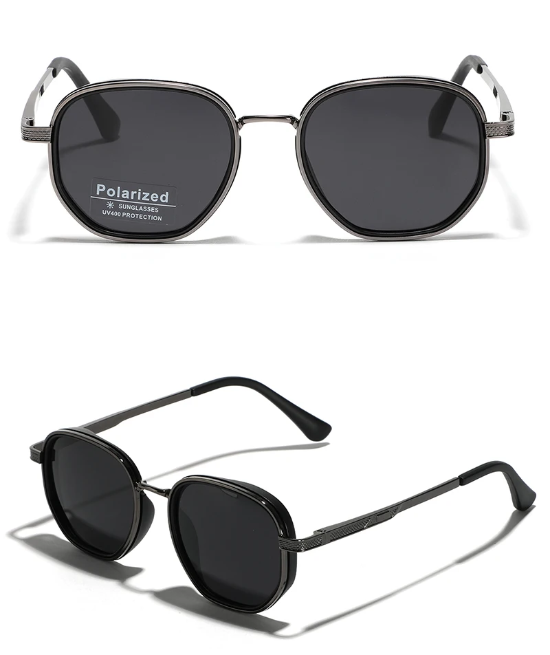 Peekaboo Polarisierte Sonnenbrille für Damen und Herren, TR90 Unisex Eckige Sonnenbrille, Halb-Metall TAC Sommer-Accessoire 2024 – Detail 8
