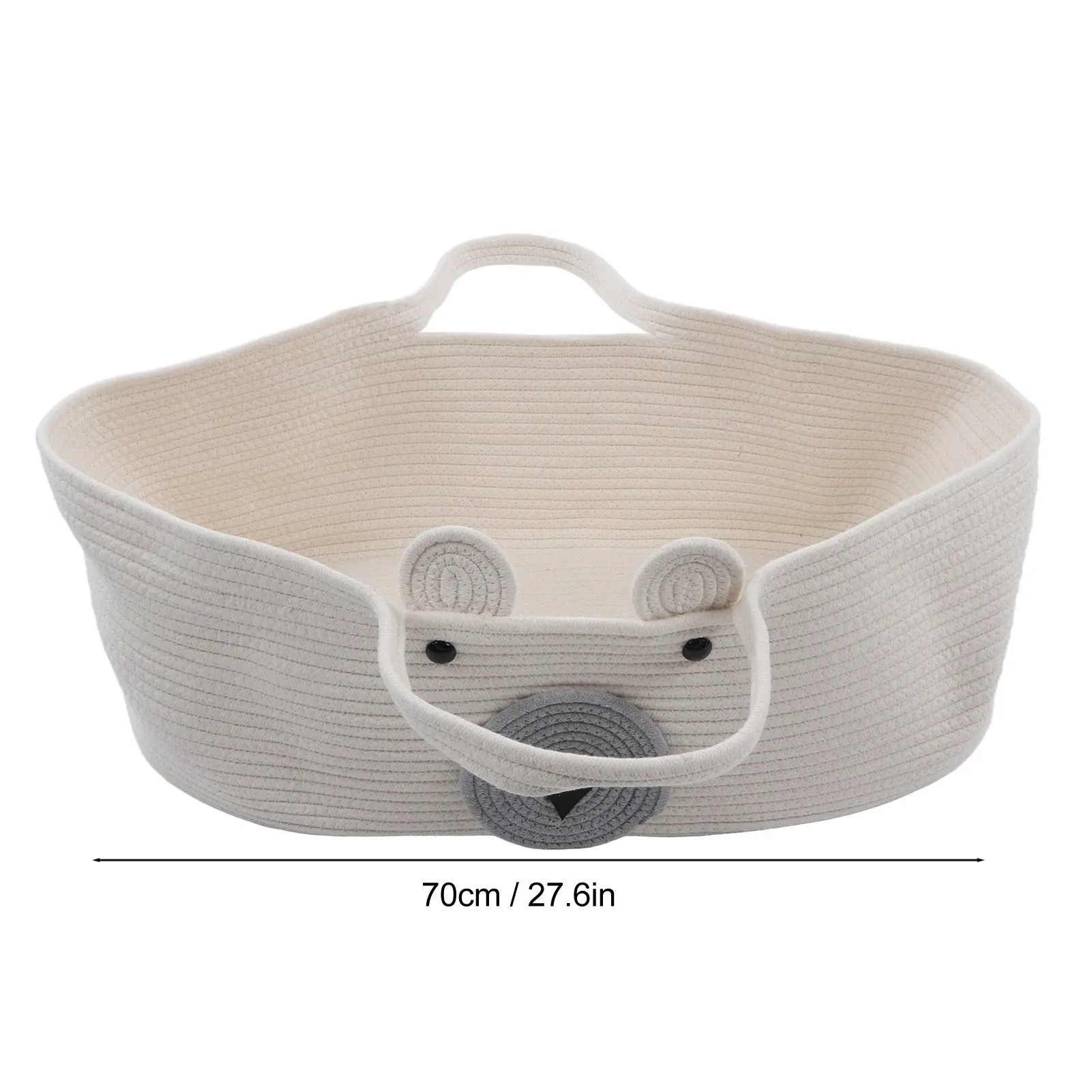 Baby Sleeping Basket Cute Cartoon Bear Pattern Storage Wove Cotton Rope Sleeping Bassinet for Newborn Infants