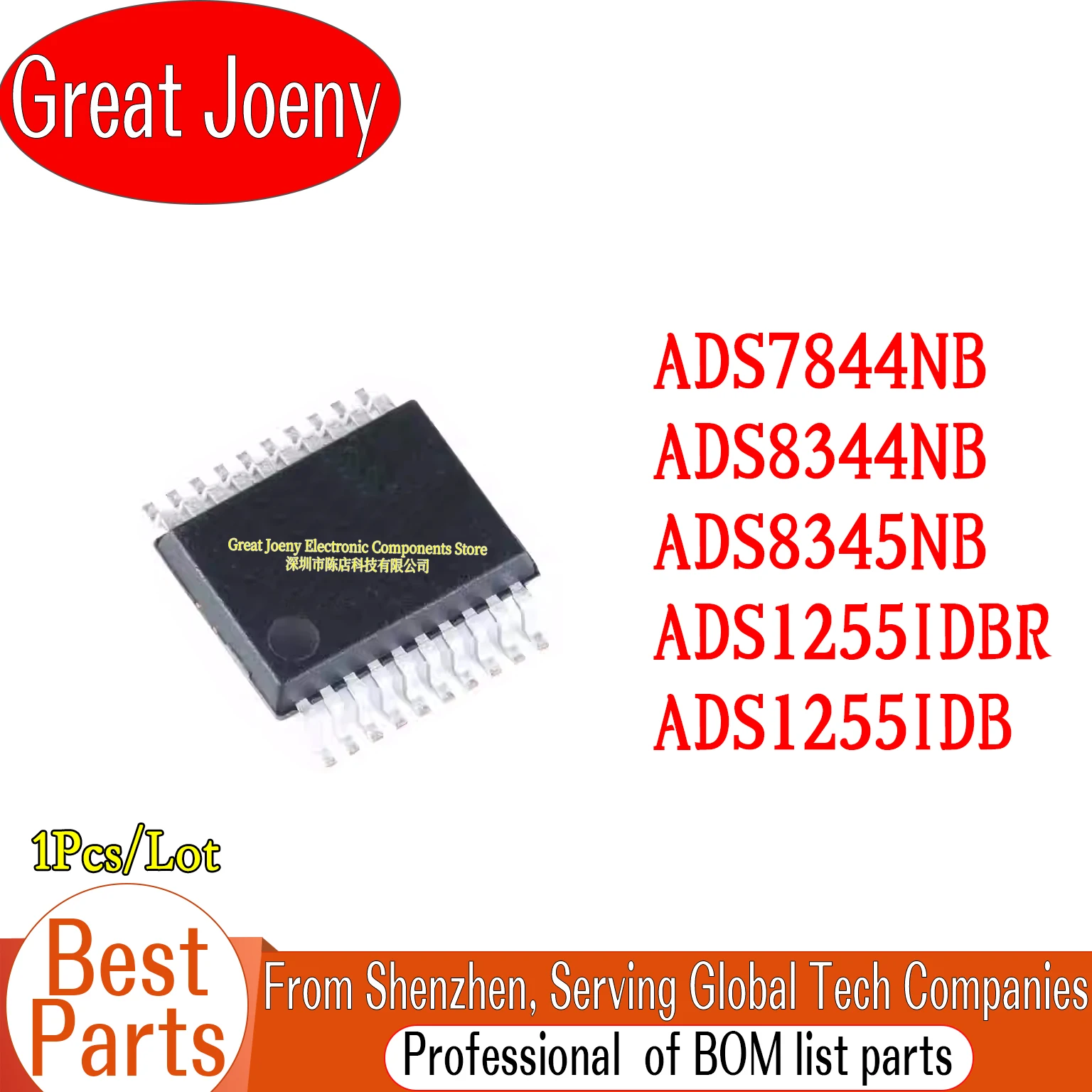 

100% New Original ADS7844NB ADS8344NB ADS8345NB ADS1255IDBR ADS1255IDB IC Chipset SSOP-20