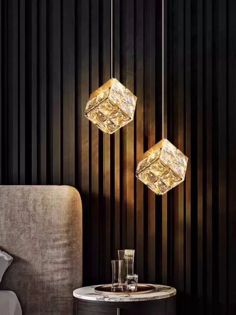 Light luxury French crystal bedside chandelier Flower sphere advanced sensecreative dining room Dining  bed c
