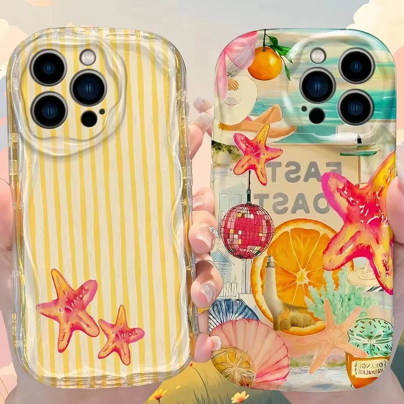 Orange Starfish Disco Ball Phone Case for Samsung Galaxy S21 S22 S23 S24 S25 S26 Ultra Plus FE Note 20 A73 A55 A35 A25 A15 Cover