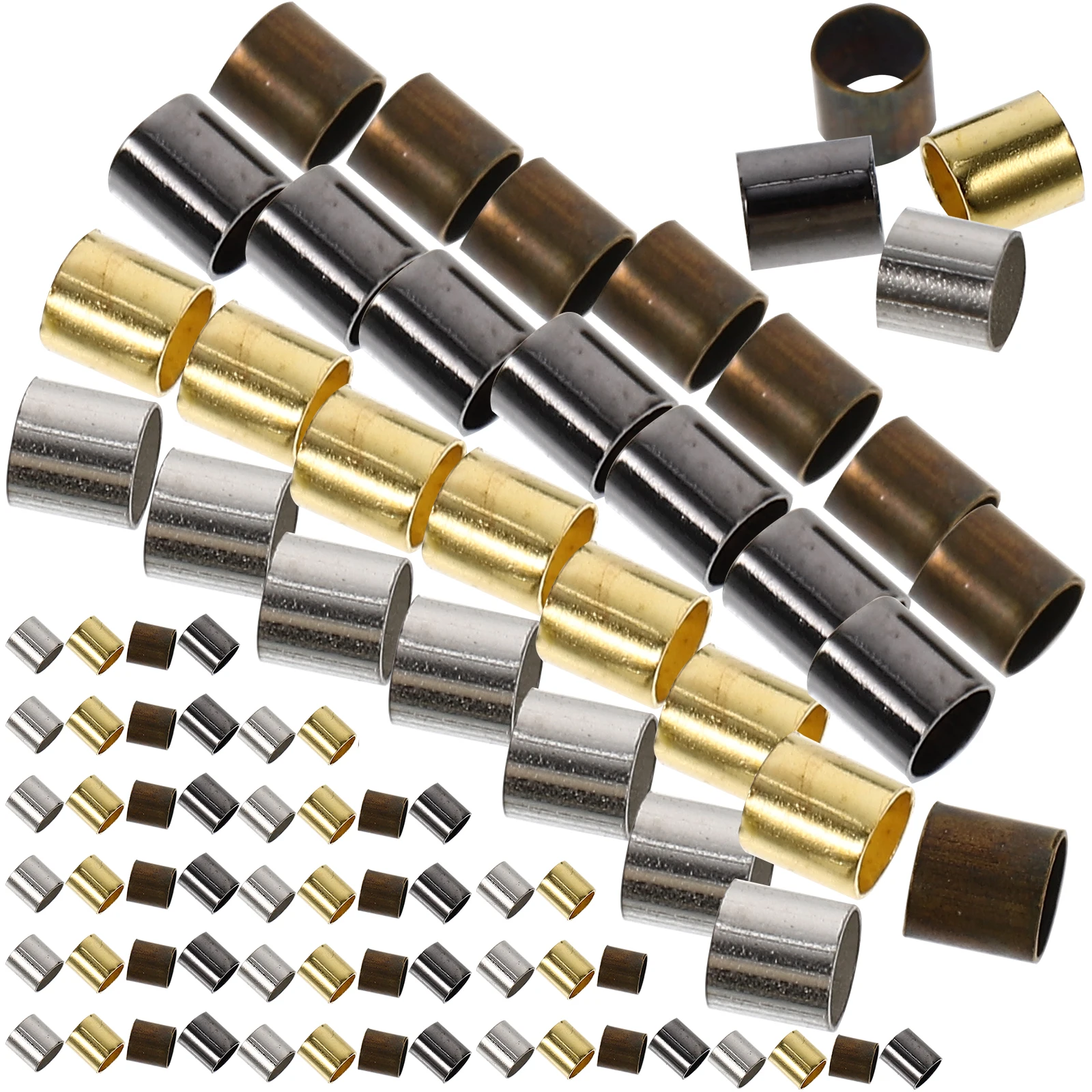 

3000pcs Crimp Beads Fixing Tube Necklace DIY Jewelry Making Supplies Metal Spacer Beads Bracelets Earrings Keychains