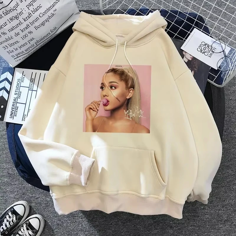

Толстовка с капюшоном Ariana Grande в стиле Харадзюку, забавная женская толстовка 90-х годов, одежда для женщин/мужчин, пуловеры с рисунком, капюшон большого размера Ulzzang Tumblr