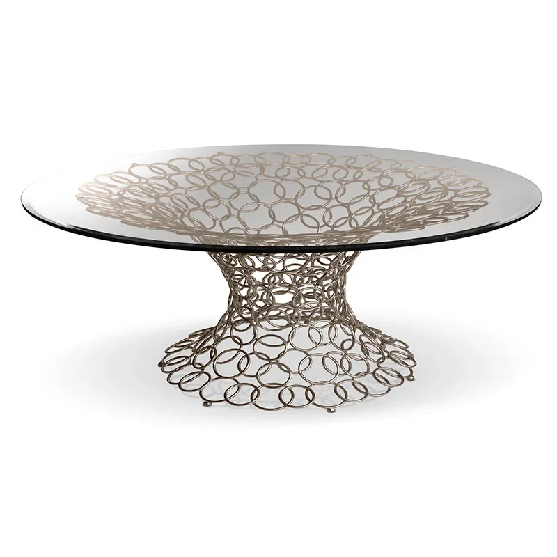 Modern light luxury creative wrought iron dining table, villa/hotel/model room/American dining table