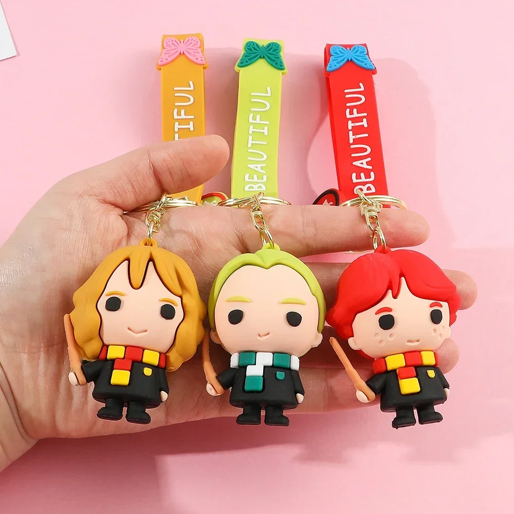 Q Version Harries Potter Keychain Cute Hermione Malfoy Character Doll Hogwarts Backpack Pendant Party Gift for Children Toys