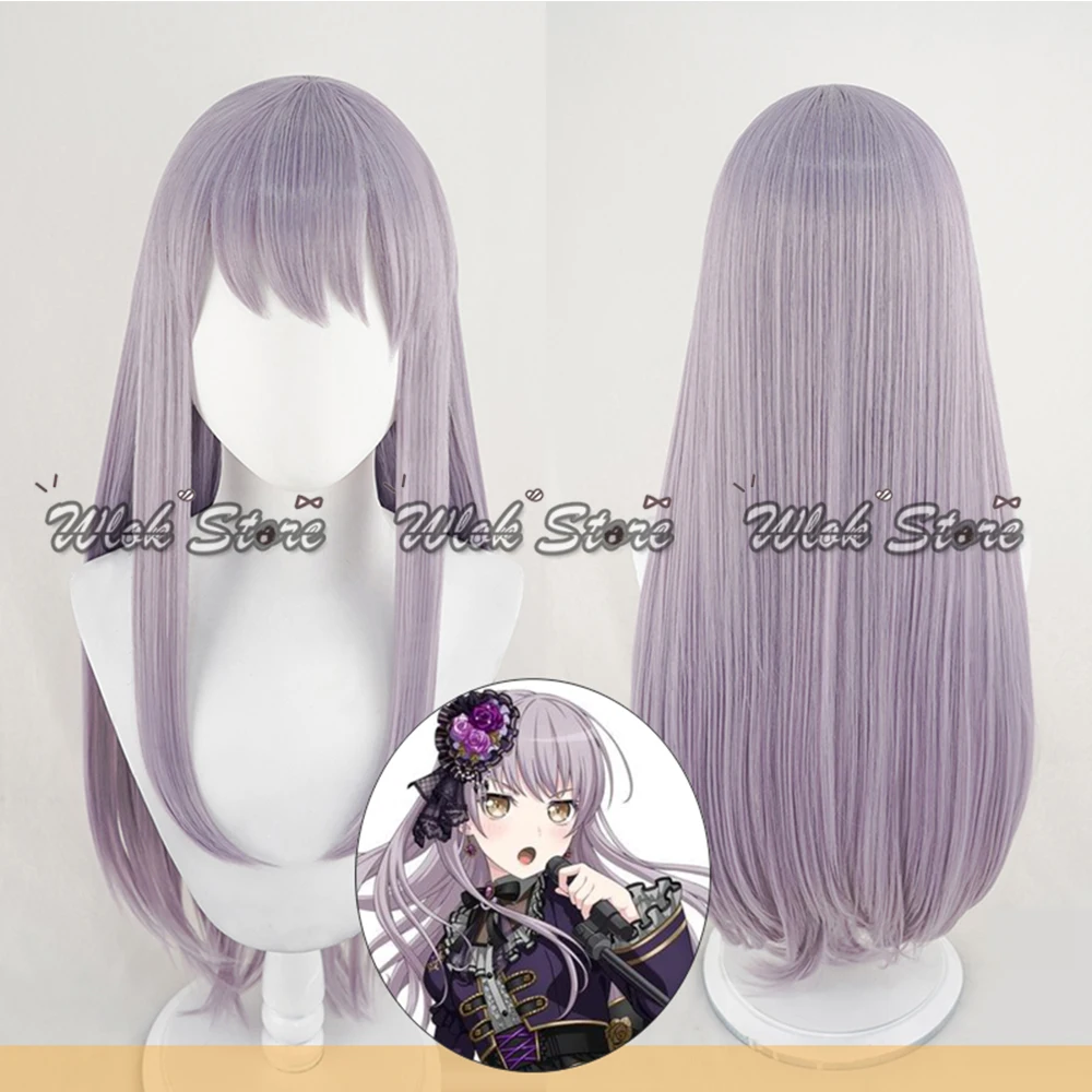 

Игра BanG Dream Yukina Minato, парик для косплея, серый, фиолетовый, длинные синтетические парики 80 см, женский карнавальный аксессуар для Хэллоуина, ролевых игр