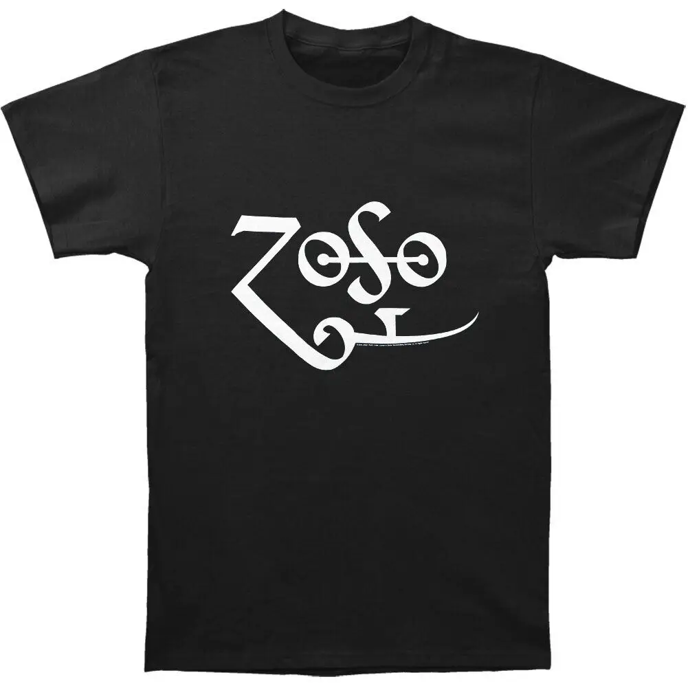 Men'S Jimmy Page White Zoso Logo T Shirt Small Black