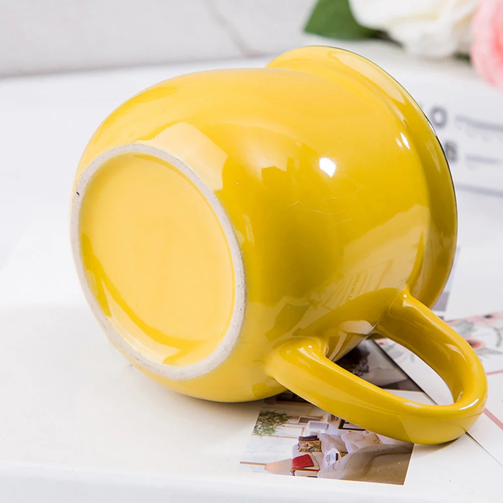 

1Pcs Modern Ceramic Coffee Cup Bright Yellow Long-Lasting Milk Juice Mug Afternoon Tea Drinkware Gift for Friends Family