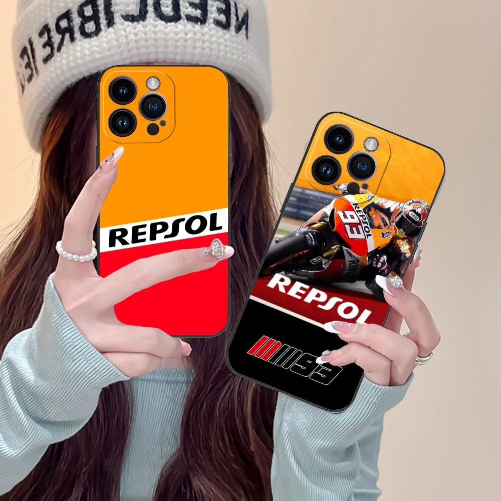 Fashion R-Repsol Mobile Cell Phone Case for iPhone 15 14 13 12 11 X XR XS 8 7 Pro Max Plus Mini Black Soft Phone Cover Funda