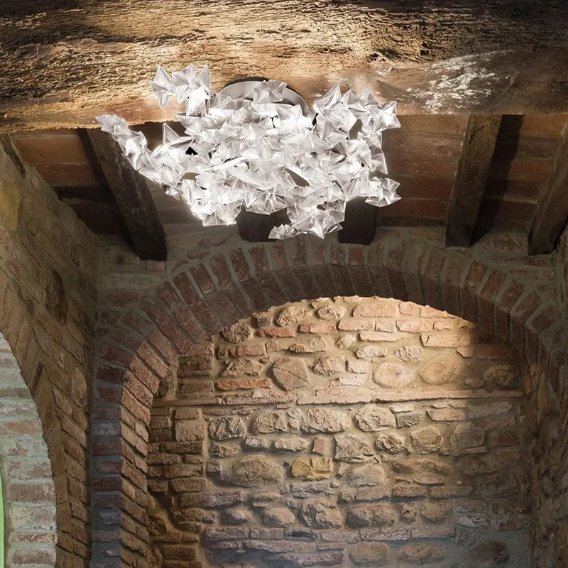 

French Style Gingko Leaf Pendant Lamp Italian Inspired Metal Acrylic White Finish Dimmable Ceilings Lustre