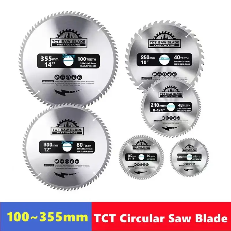110/115/136/160/165/185/190/210/250/305mm TCT woodworking saw blade, hard alloy saw blade for wood, plastic, PVC cutting tools